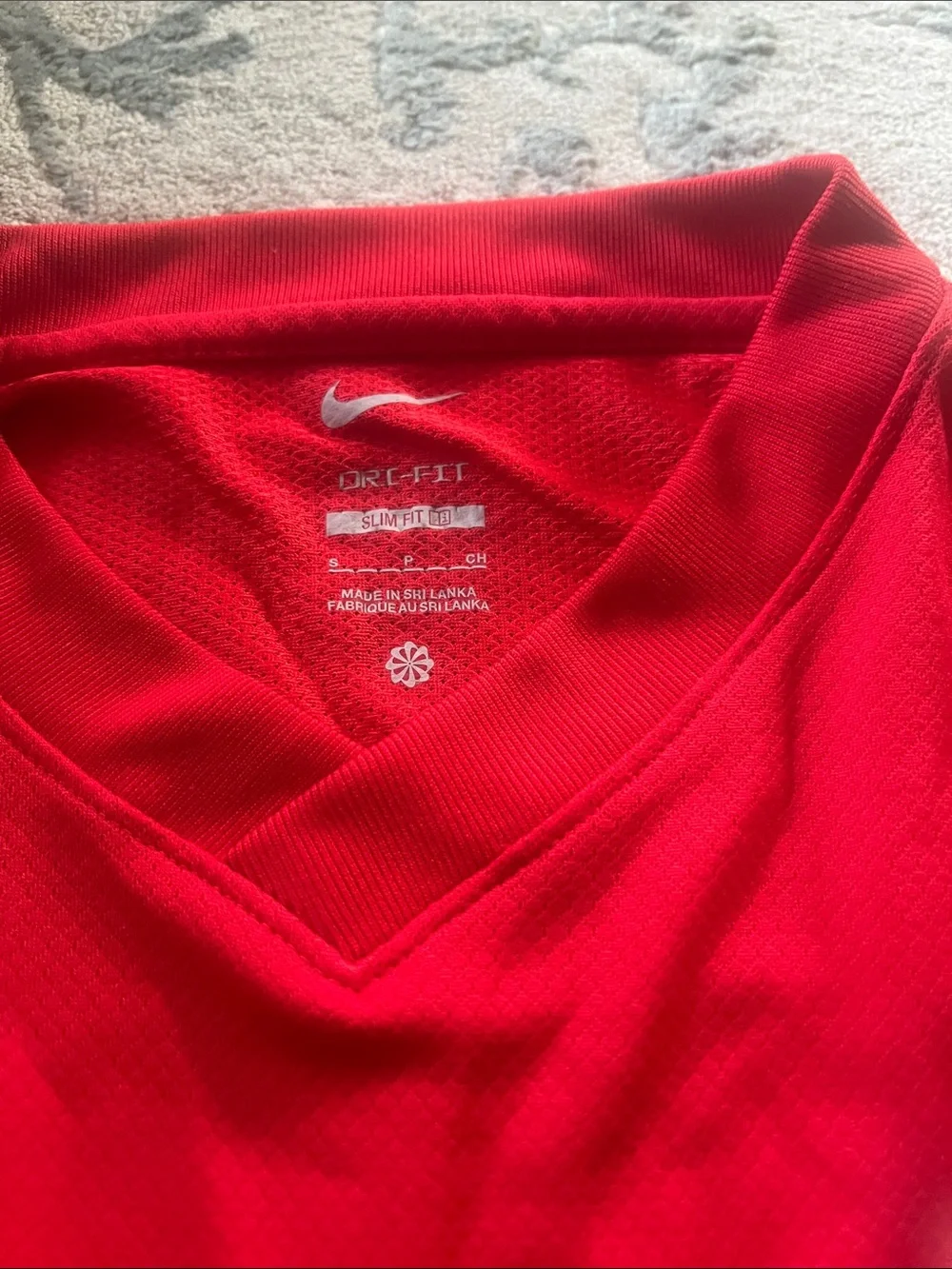 Nike Red and White Kids Soccer Jersey with PCU Crest